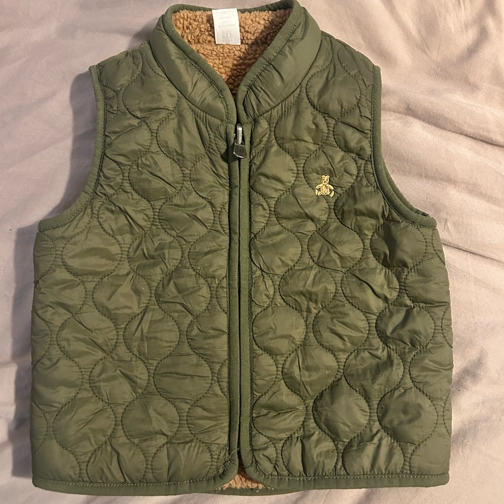Baby GAP 18-24 Months Green Lined Sherpa Vest